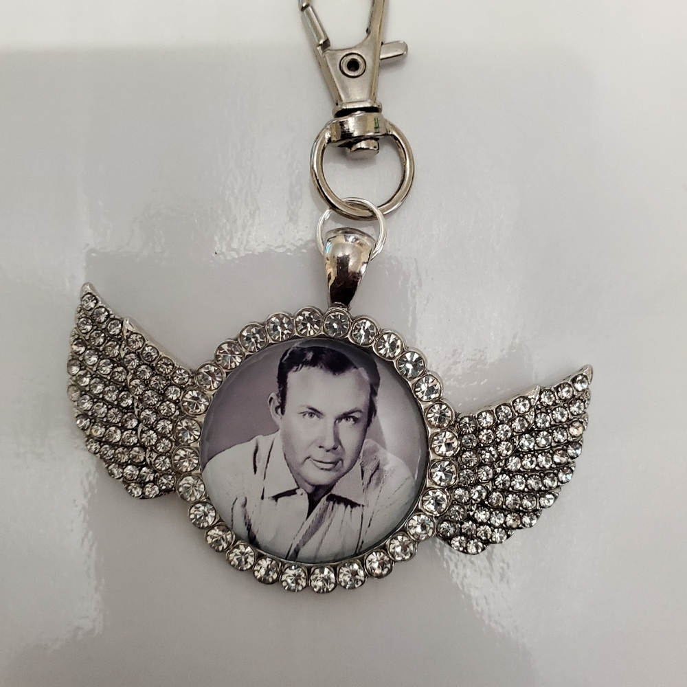 Jim Reeves Silver Angel Wing Key Chain Purse Clip Bag Clip